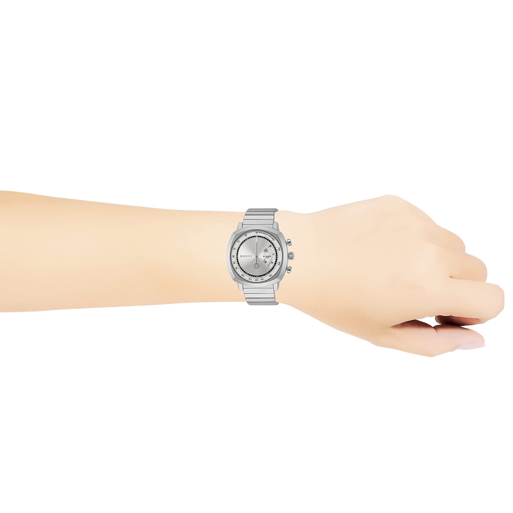  Shop Authentic Gucci Grip Collection Quartz Silver Dial Silver Steel Strap Watch For Men - YA157302 - Luxxuri