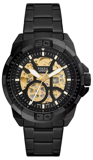  Shop Authentic Fossil Bronson Automatic Skeleton Black Dial Black Steel Strap Watch for Men - ME3217 - Luxxuri