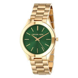  Shop Authentic Michael Kors Slim Runway Green Dial Gold Steel Strap Watch for Women - MK3435 - Luxxuri