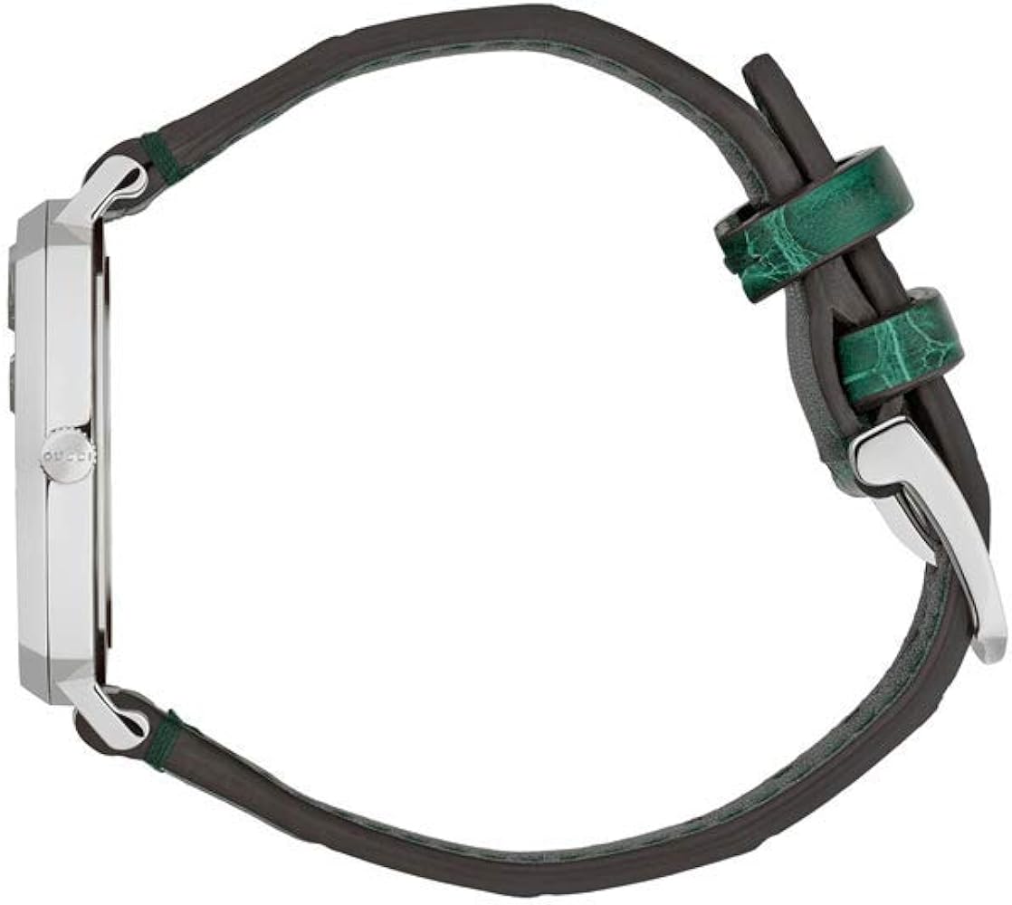  Shop Authentic Gucci Grip Quartz Silver Dial Green Leather Strap Watch For Women - YA157404 - Luxxuri