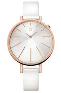  Shop Authentic Calvin Klein Equal Silver Dial White Leather Strap Watch for Women - K3E236L6 - Luxxuri