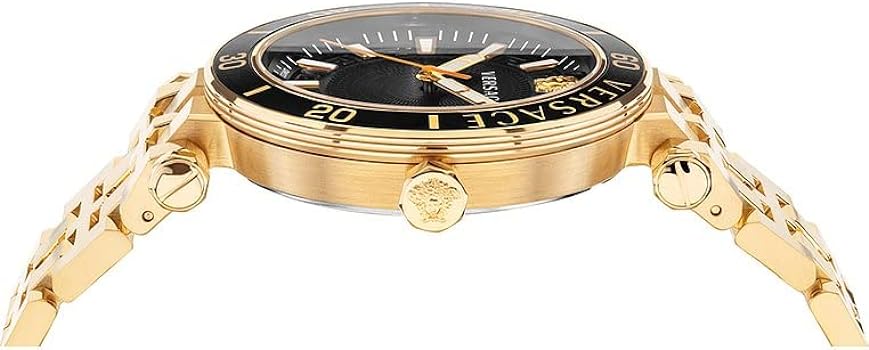  Shop Authentic Versace Greca Sport Quartz Black Dial Gold Steel Strap Watch for Men - VEZ300721 - Luxxuri