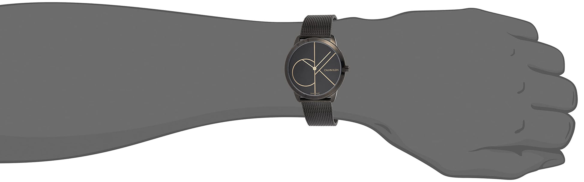  Shop Authentic Calvin Klein Minimal Black Dial Black Mesh Bracelet Watch for Men - K3M214X1 - Luxxuri