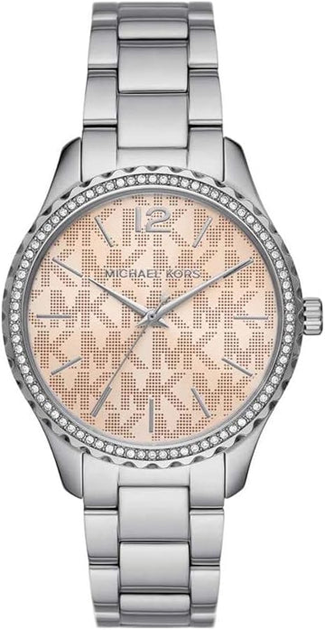  Shop Authentic Michael Kors Layton Three Hand Pink Dial Silver Steel Strap Watch For Women - MK7298 - Luxxuri