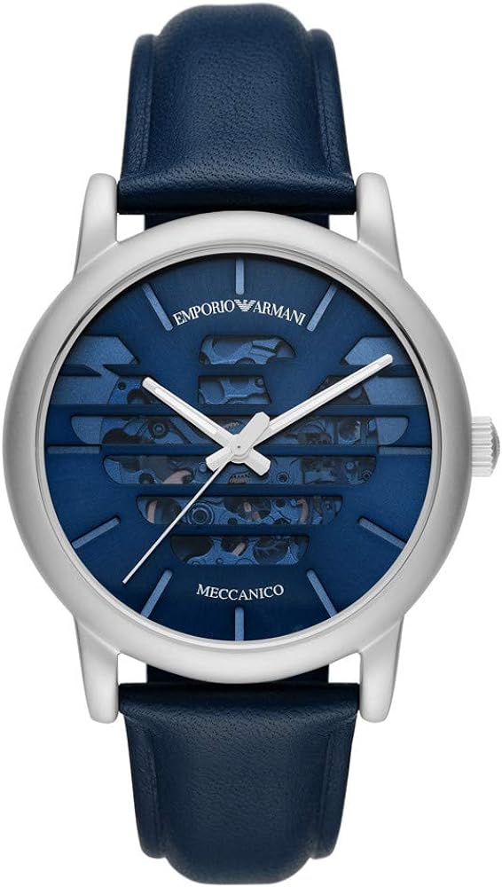  Shop Authentic Emporio Armani Luigi Automatic Blue Dial Blue Leather Strap Watch For Men - AR60030 - Luxxuri