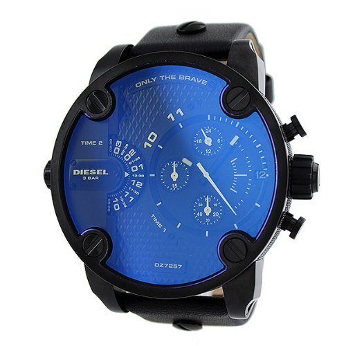  Shop Authentic Diesel Little Daddy Blue Dial Black Leather Strap Watch For Men - DZ7257 - Luxxuri