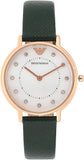  Shop Authentic Emporio Armani Kappa Mother of Pearl Dial Black Leather Strap Watch For Women - AR80011 - Luxxuri