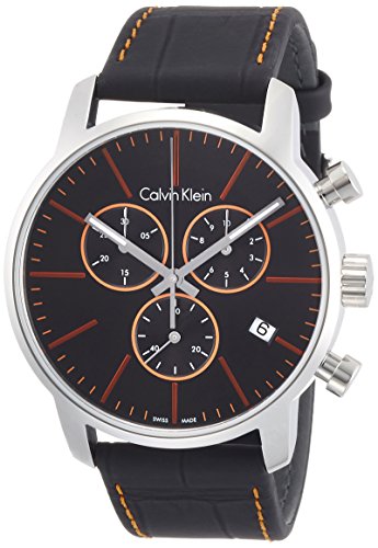  Shop Authentic Calvin Klein City Chronograph Black Dial Black Leather Strap Watch for Men - K2G271C1 - Luxxuri
