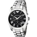  Shop Authentic Emporio Armani Valente Chronograph Black Dial Silver Stainless Steel Watch For Men - AR0673 - Luxxuri