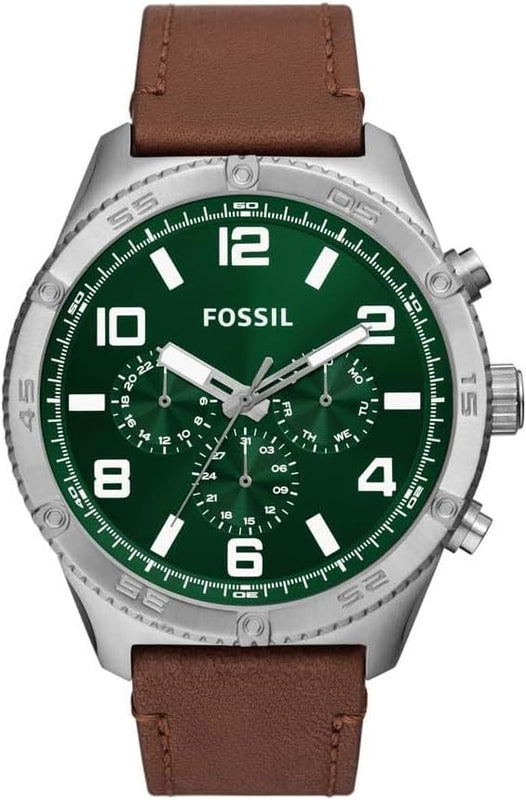  Shop Authentic Fossil Brox Multifunction Green Dial Brown Leather Strap Watch for Men - BQ2801 - Luxxuri