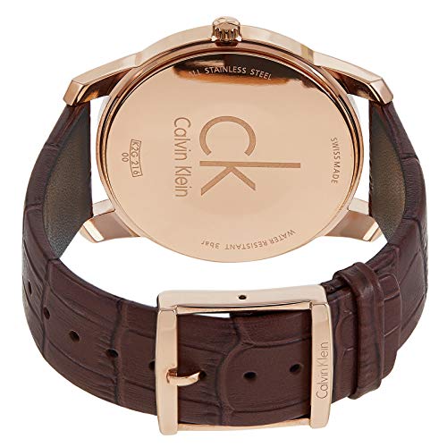  Shop Authentic Calvin Klein City White Dial Brown Leather Strap Watch for Men - K2G21629 - Luxxuri