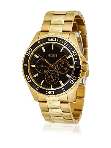 Guess BFF Multifunction Black Dial Gold Steel Strap Watch for Women - W0231L3
