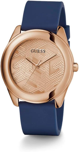 Shop Authentic Guess Cubed Analog Rose Gold Dial Blue Leather Strap Watch For Women - GW0665L2 - Luxxuri