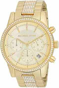  Shop Authentic Michael Kors Ritz Chronograph Gold Dial Gold Steel Strap Watch For Women - MK6484 - Luxxuri