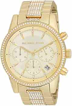  Shop Authentic Michael Kors Ritz Chronograph Gold Dial Gold Steel Strap Watch For Women - MK6484 - Luxxuri