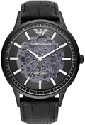  Shop Authentic Emporio Armani Meccanico Automatic Black Dial Black Leather Strap Watch For Men - AR60042 - Luxxuri