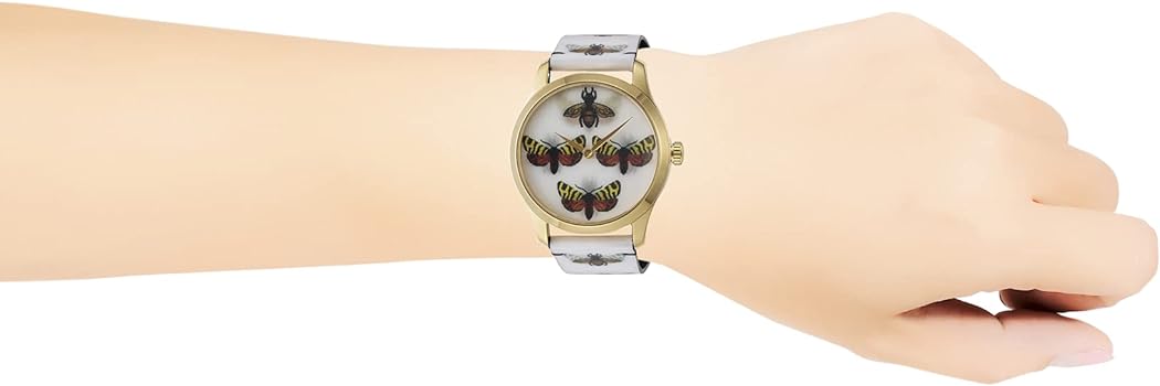  Shop Authentic Gucci G Timeless Quartz White Dial White Leather Strap Watch For Women - YA1264109 - Luxxuri