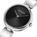  Shop Authentic Calvin Klein Wavy Black Dial Silver Steel Strap Watch for Women - K9U23141 - Luxxuri