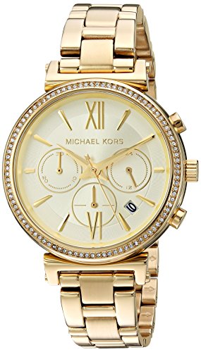  Shop Authentic Michael Kors Sofie Chronograph Quartz Gold Dial Gold Steel Strap Watch For Women - MK6559 - Luxxuri