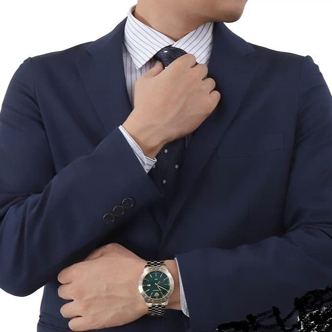 Versace Univers Quartz Green Dial Two Tone Steel Strap Watch for Men - VEBK00718