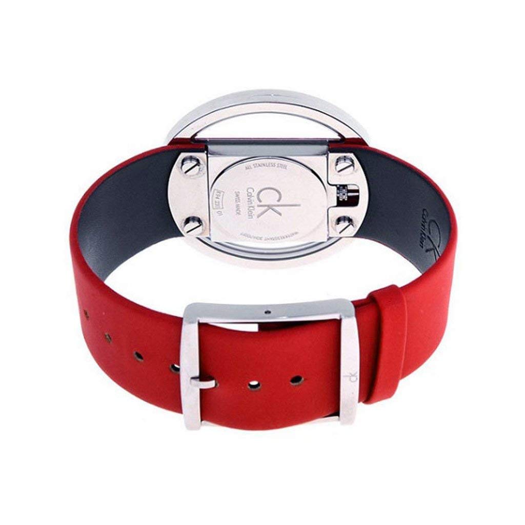  Shop Authentic Calvin Klein Glam Transparent Dial Red Leather Strap Watch for Women - K9423144 - Luxxuri