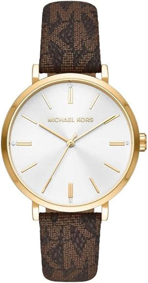  Shop Authentic Michael Kors Addyson Three-Hand Silver Dial Brown Leather Strap Watch for Women - MK2945 - Luxxuri