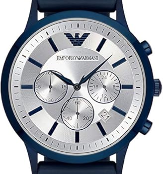  Shop Authentic Emporio Armani Renato Chronograph Silver Dial Blue Silicone Strap Watch For Men - AR11026 - Luxxuri