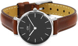 Shop Authentic Daniel Wellington Classic Petite St Mawes Black Dial Brown Leather Strap Watch For Women - DW00100237 - Luxxuri