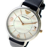  Shop Authentic Emporio Armani Kappa White Mother of Pearl Dial Black Leather Strap Watch For Women - AR2509 - Luxxuri