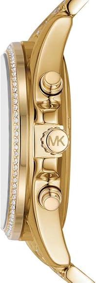 Michael Kors Whitney Chronograph Black Dial Gold Steel Strap Watch for Women - MK7224