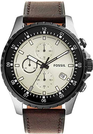  Shop Authentic Fossil Dillinger Chronograph White Dial Brown Leather Strap Watch for Men - FS5674 - Luxxuri