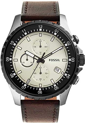  Shop Authentic Fossil Dillinger Chronograph White Dial Brown Leather Strap Watch for Men - FS5674 - Luxxuri