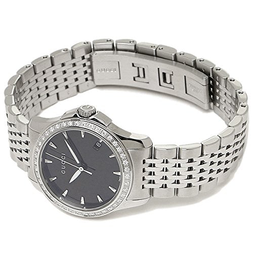 Shop Authentic Gucci G Timeless Diamonds Mother of Pearl Black Dial Silver Mesh Bracelet Watch For Women - YA126507 - Luxxuri