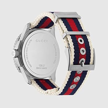  Shop Authentic Gucci G Timeless Quartz White Dial Two Tone Nylon Strap Watch for Men - YA126239 - Luxxuri