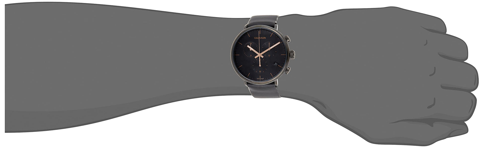  Shop Authentic Calvin Klein High Noon Black Dial Black Leather Strap Watch for Men - K8M274CB - Luxxuri