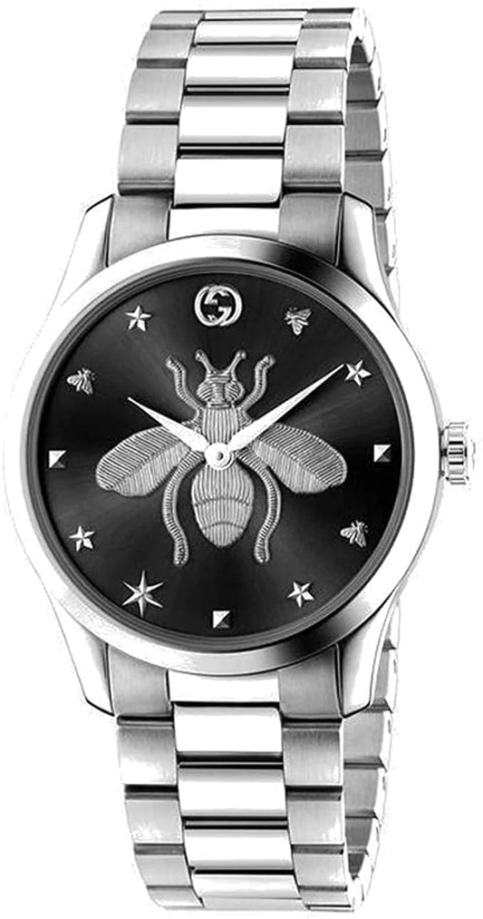 Shop Authentic Gucci G Timeless Quartz Black Dial Silver Steel Strap Watch For Women - YA1264136 - Luxxuri