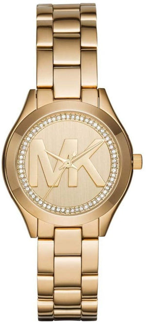  Shop Authentic Michael Kors Slim Runway Gold Dial Gold Steel Strap Watch for Women - MK3477 - Luxxuri