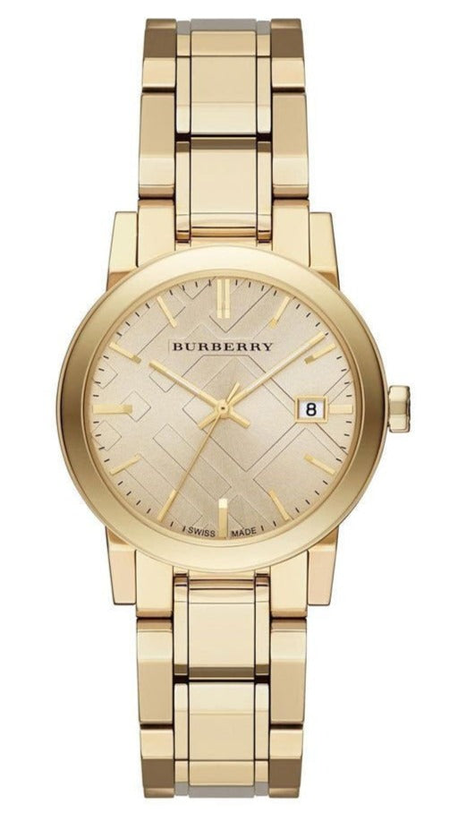  Shop Authentic Burberry The City Gold Dial Gold Steel Strap Watch for Women - BU9134 - Luxxuri