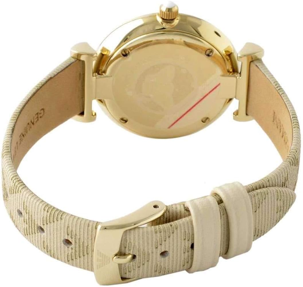  Shop Authentic Emporio Armani Gianni T Bar Analog Silver Dial Beige Leather Strap Watch For Women - AR11127 - Luxxuri