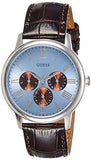  Shop Authentic Guess Wafer Analog Blue Dial Brown Leather Strap Watch For Men - W0496G2 - Luxxuri