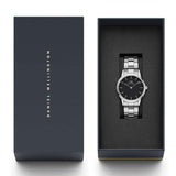  Shop Authentic Daniel Wellington Iconic Link Black Dial Silver Steel Strap Watch For Women - DW00100206 - Luxxuri