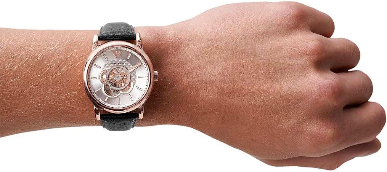  Shop Authentic Emporio Armani Luigi Automatic Silver Dial Black Leather Strap Watch For Men - AR60013 - Luxxuri