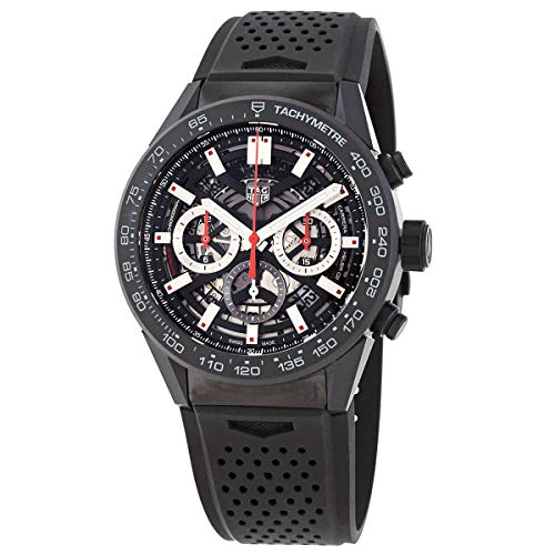  Shop Authentic Tag Heuer Carrera Automatic Chronograph Black Dial Black Rubber Strap Watch for Men - CBG2A90.FT6173 - Luxxuri