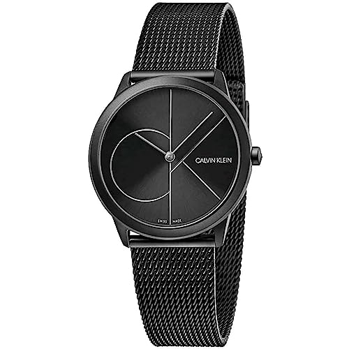  Shop Authentic Calvin Klein Minimal Black Dial Black Mesh Bracelet Watch for Women - K3M5245X - Luxxuri