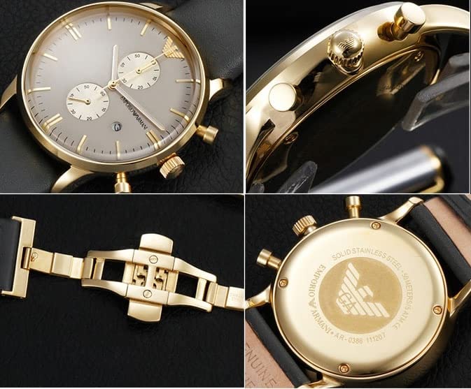  Shop Authentic Emporio Armani Chronograph Champagne Dial Green Leather Strap Watch For Men - AR1722 - Luxxuri