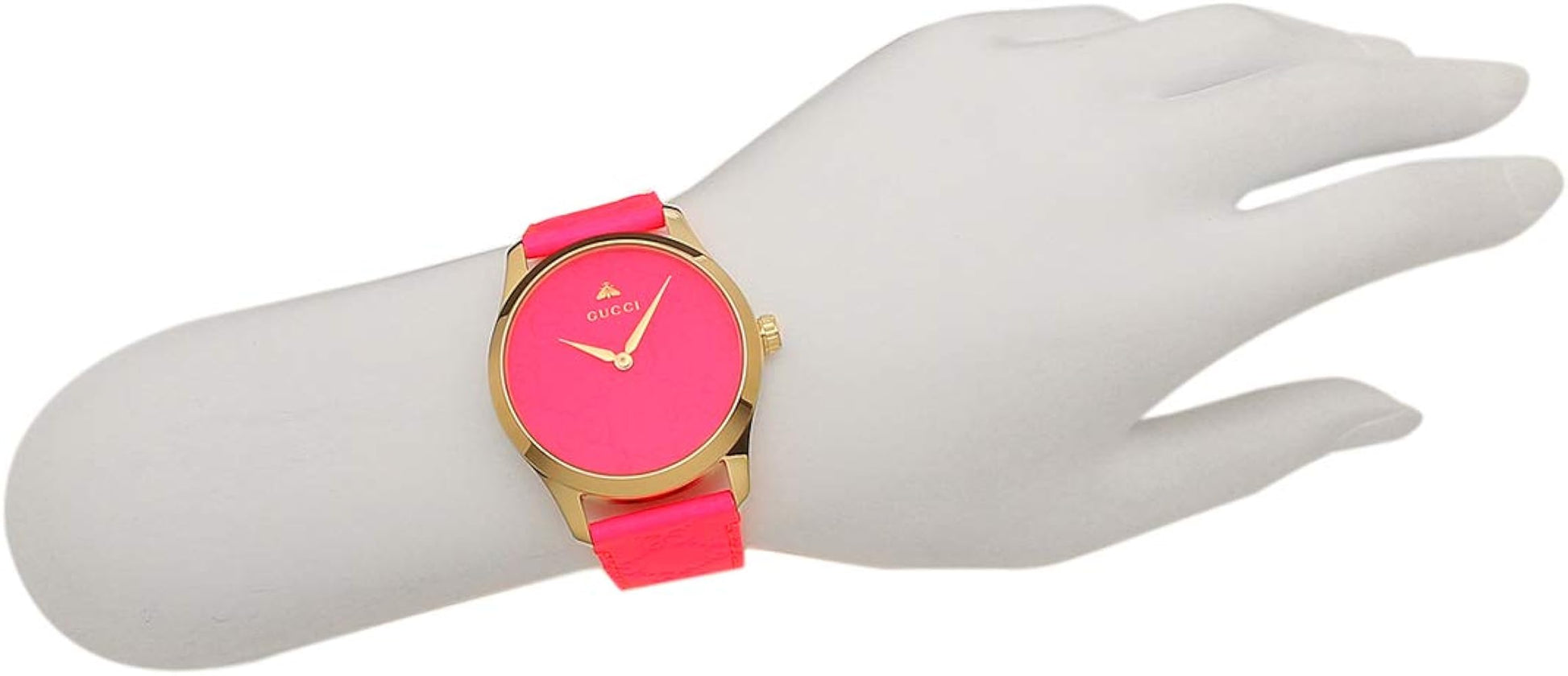  Shop Authentic Gucci G Timeless Quartz Pink Dial Pink Leather Strap Watch For Women - YA1264115 - Luxxuri