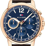  Shop Authentic Tommy Hilfiger London Chronograph Blue Dial Brown Leather Strap Watch for Men - 1791532 - Luxxuri