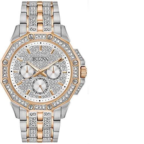  Shop Authentic Bulova Octova Crystal Silver Dial Two Tone Steel Strap Watch for Men - 98C133 - Luxxuri