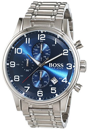  Shop Authentic Hugo Boss Aeroliner Blue Dial Silver Steel Strap Watch for Men - 1513183 - Luxxuri