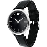  Shop Authentic Movado Ultra Slim Black Dial Black Leather Strap Watch For Women - 0607090 - Luxxuri